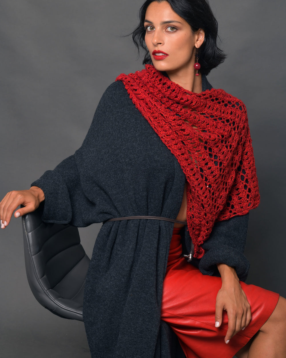Women's Cashmere Crochet “Rubino Mini Cape”