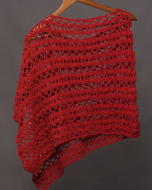 Women's Crochet Cashmere "Rubino Mini Cape"