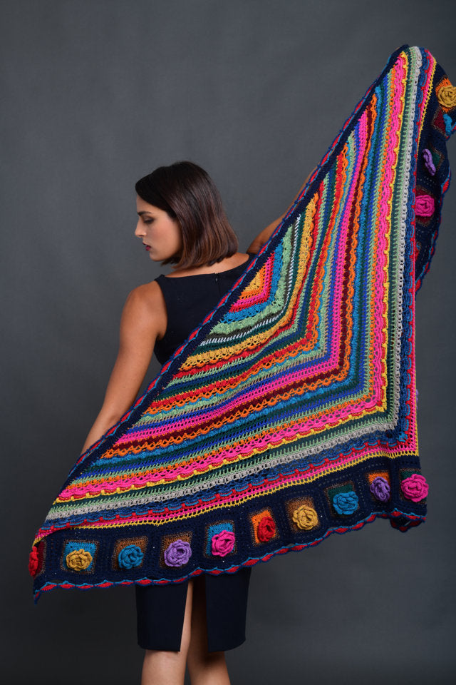 Women's Crochet Stole Cashmere "Island of Colours"