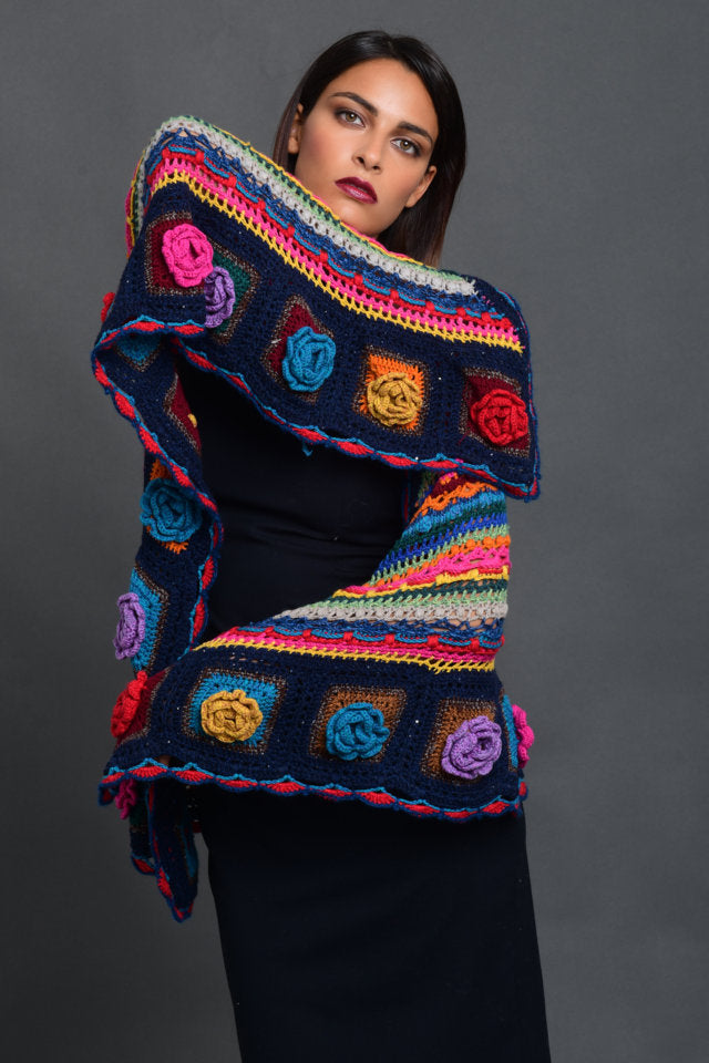 Women's Crochet Stole Cashmere "Island of Colours"