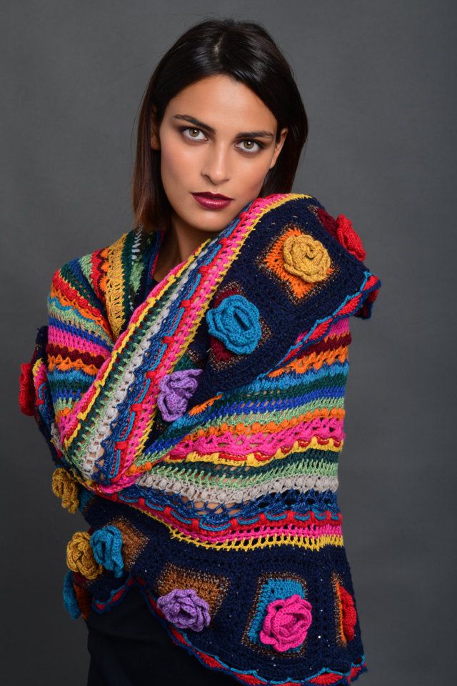 Women's Crochet Stole Cashmere "Island of Colours"