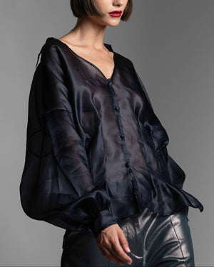 Organza Silk Blouse Midnight Blue