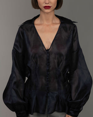 Organza Silk Blouse Midnight Blue