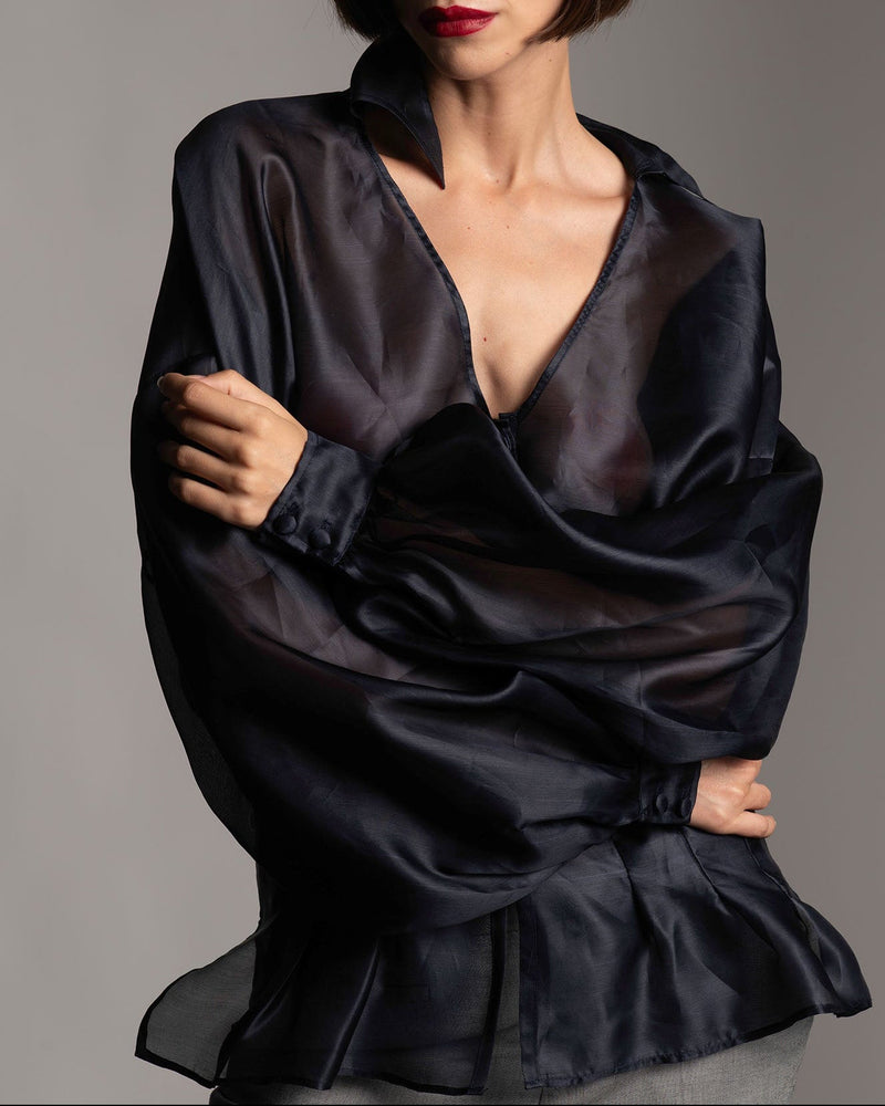 Organza Silk Blouse Midnight Blue
