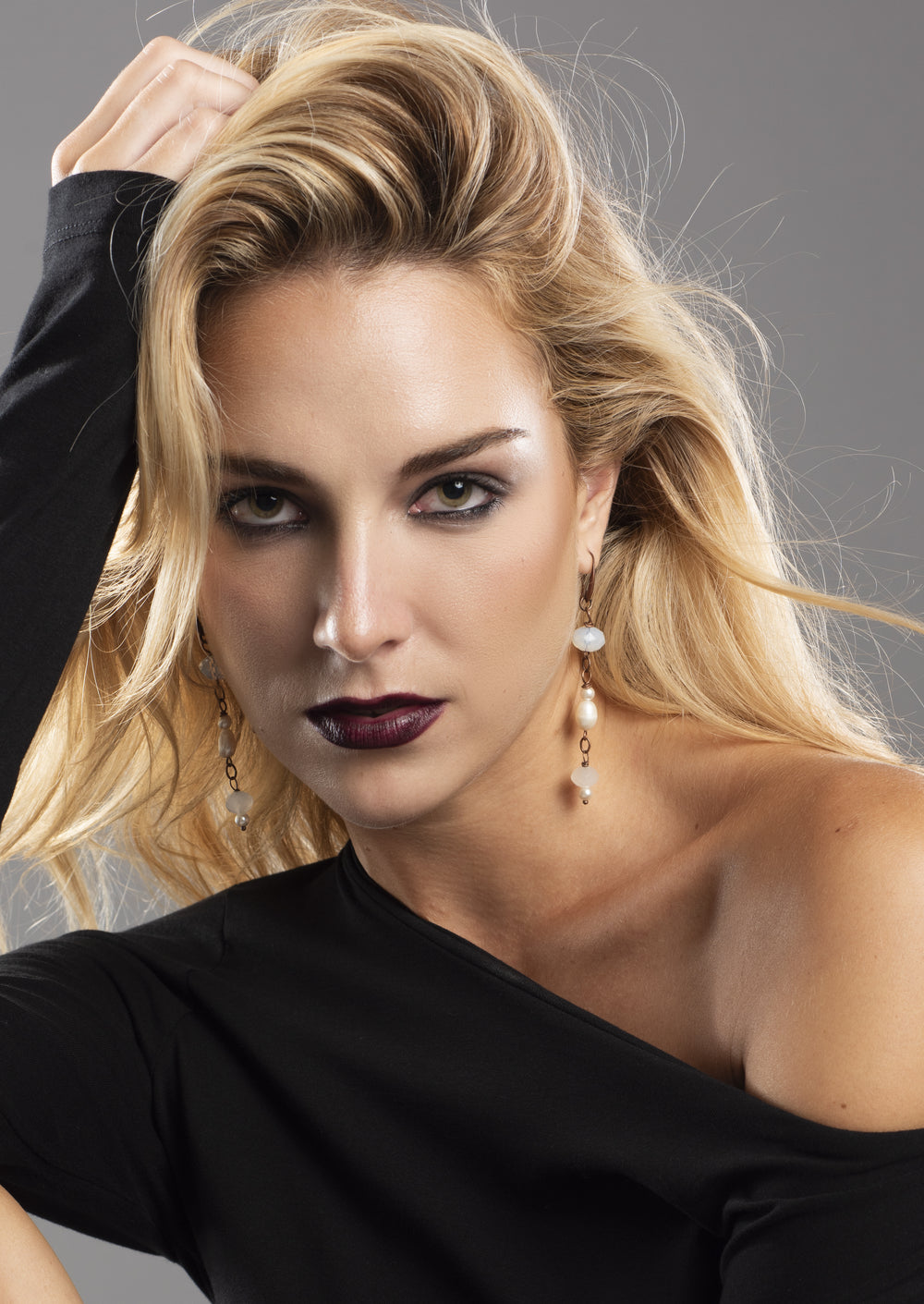 Drop Earrings "Snow White" River Pearls