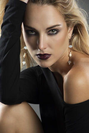 Drop Earrings "Snow White" River Pearls