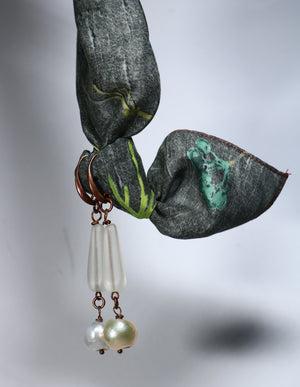 Drop Earrings "Snow White" River Pearls