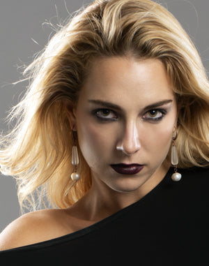 Drop Earrings "Snow White" River Pearls