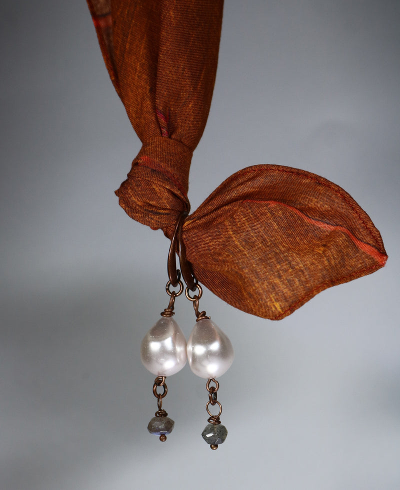 Drop Earrings "Snow White" River Pearls