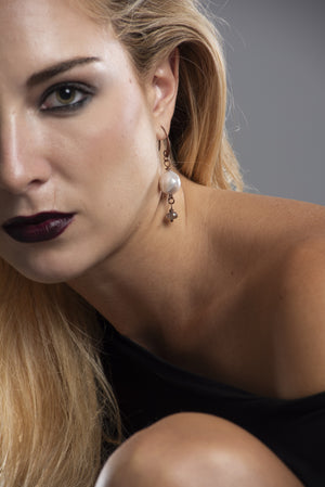 Drop Earrings "Snow White" River Pearls