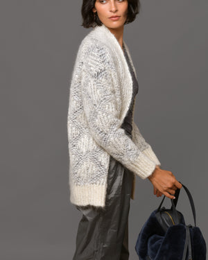 Women's Baby Alpaca Wool  Cardigan Diamond-Motif