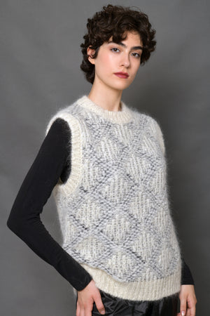 Women's Alpaca Wool Vest Diamond-Motif